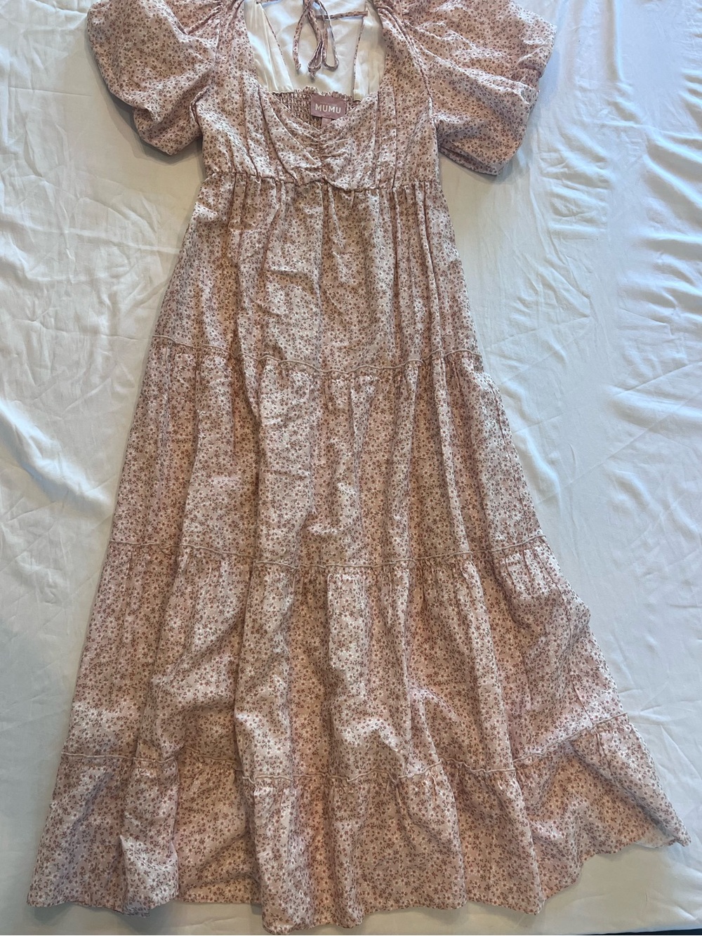 Show Me Your Mumu Dusty Pink Floral Puff-Sleeve Maxi Dress Small